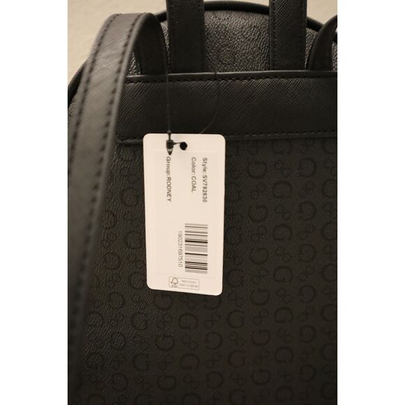 Guess SV792630 Women's Coal/Black Monogram Print PU Leather Rodney Backpack - Picture 5 of 12